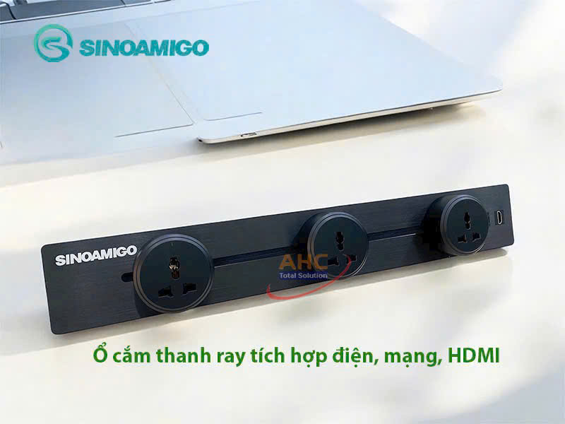 Thanh ray âm bàn  Sinoamigo kết hợp nhân HDMI+ mạng  SPT-1AB-50-K cao cấp sang trọng